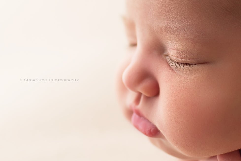 macro shot of newborn face