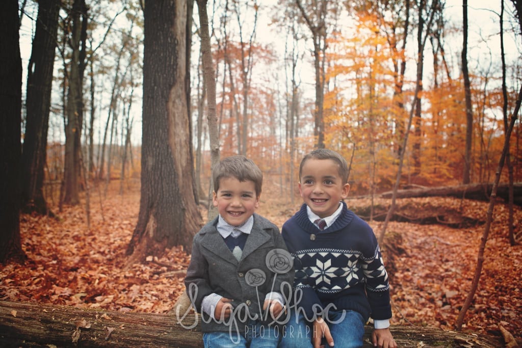 SugaShoc_Photography_Family_Photographer_Bucks County_Doylestown_PA_brothers_posed_with_fall_leaves_outdoors