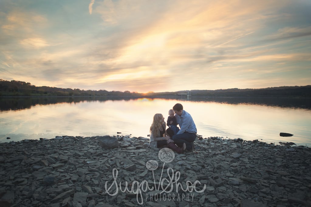 SugaShoc_Photography_Family_Photographer_Bucks County_Doylestown_PA_family_by_lake_at_sunset_with_baby