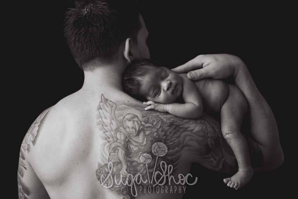SugaShoc_Photography_Newborn_Photographer_Bucks County_Doylestown_PA_newborn_on_tattoo_dad
