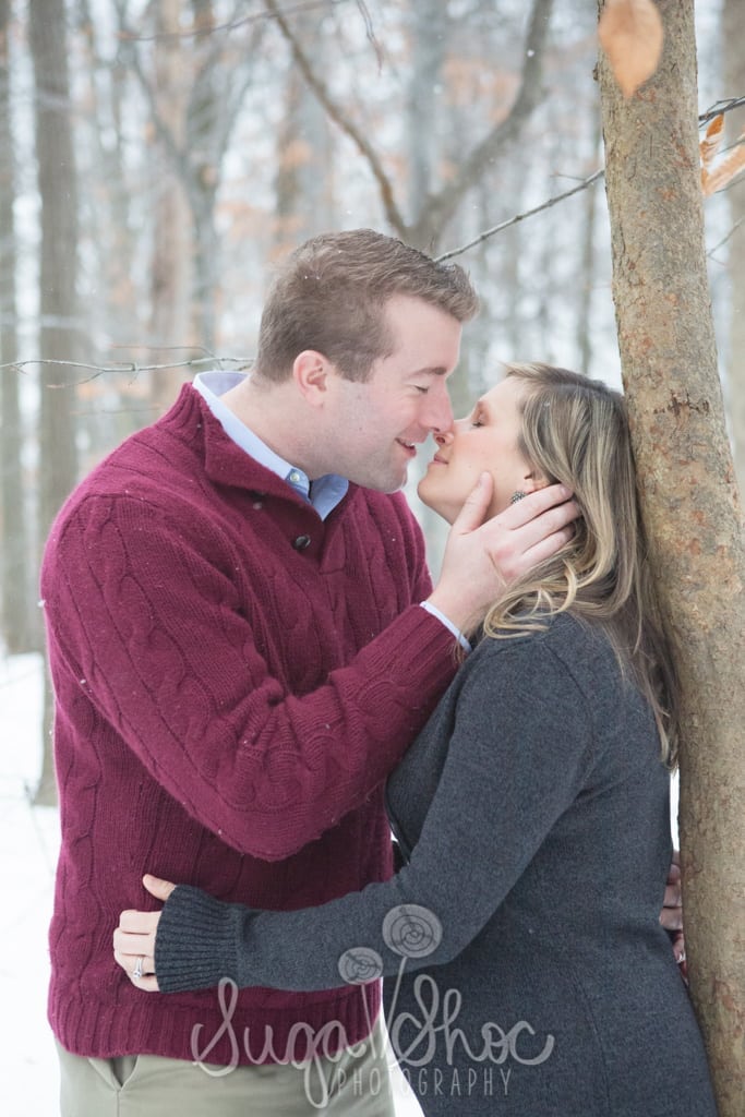 SugaShoc_Photography_Maternity_Photographer_Bucks County_Doylestown_PA_outdoor_maternity_snow_session_kissing