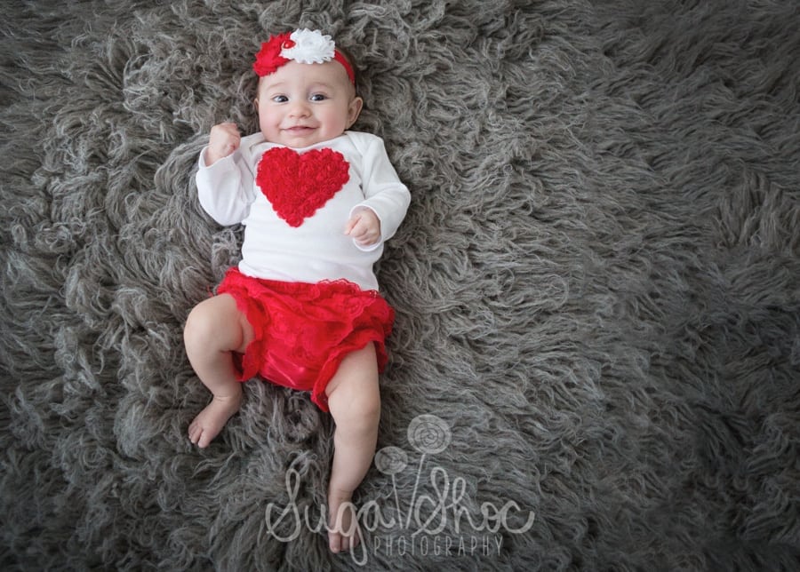 baby on flokati photograph for valentine's day mini session in bucks county pa