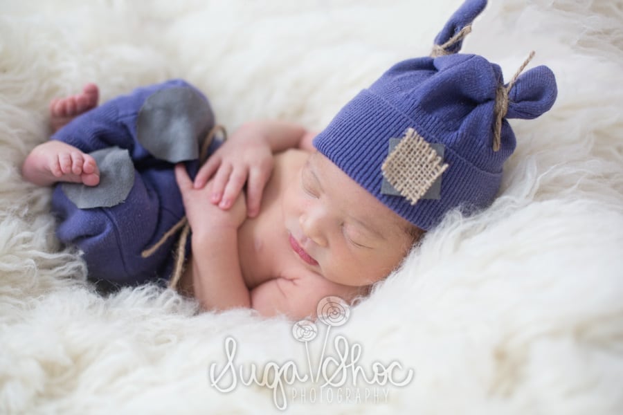 SugaShoc_Photography_Newborn_Photographer_Bucks County_Doylestown_PA_newborn_on_flokati_with_upcycled_outfit
