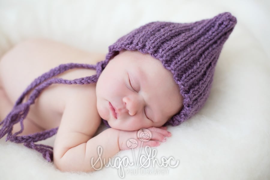 SugaShoc_Photography_Newborn_Photographer_Bucks_County_PA_Doylestown_newborn_with_purple_knitted_hat