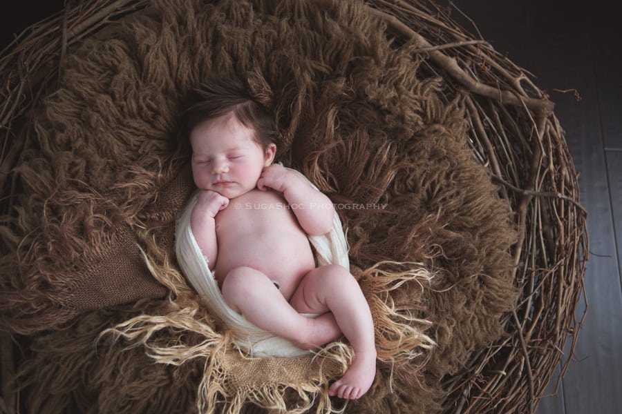 SugaShoc_Photography_Newborn_Photographer_Bucks_County_PA_Doylestown_PA_newborn_nest_in_flokati_and_burlap