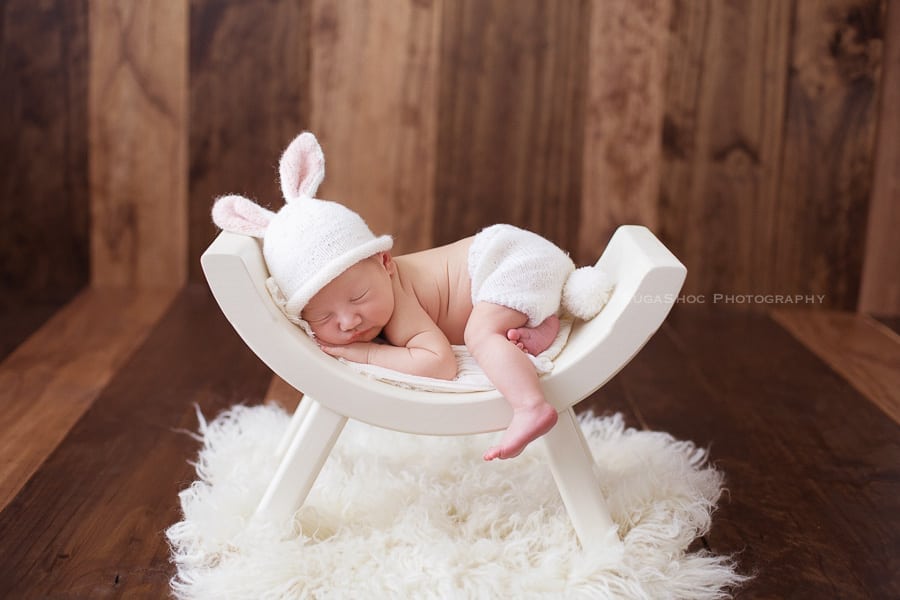 SugaShoc_Photography_Newborn_Photographer_Bucks_County_PA_Doylestown_PA_newborn_baby_boy_bunny_setup_curved_bench