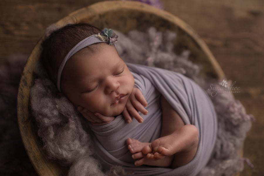 SugaShoc Photography Newborn Photographer Bucks County PA Doylestown PA newborn wrapped in bowl
