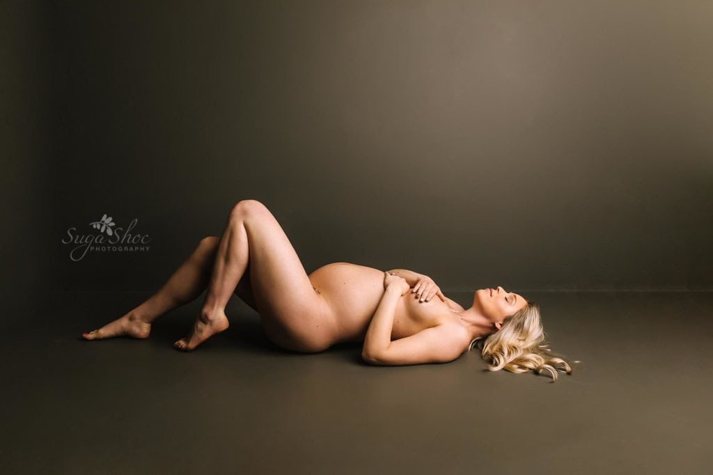 SugaShoc Photography Maternity Photographer Bucks County PA in studio maternity nude