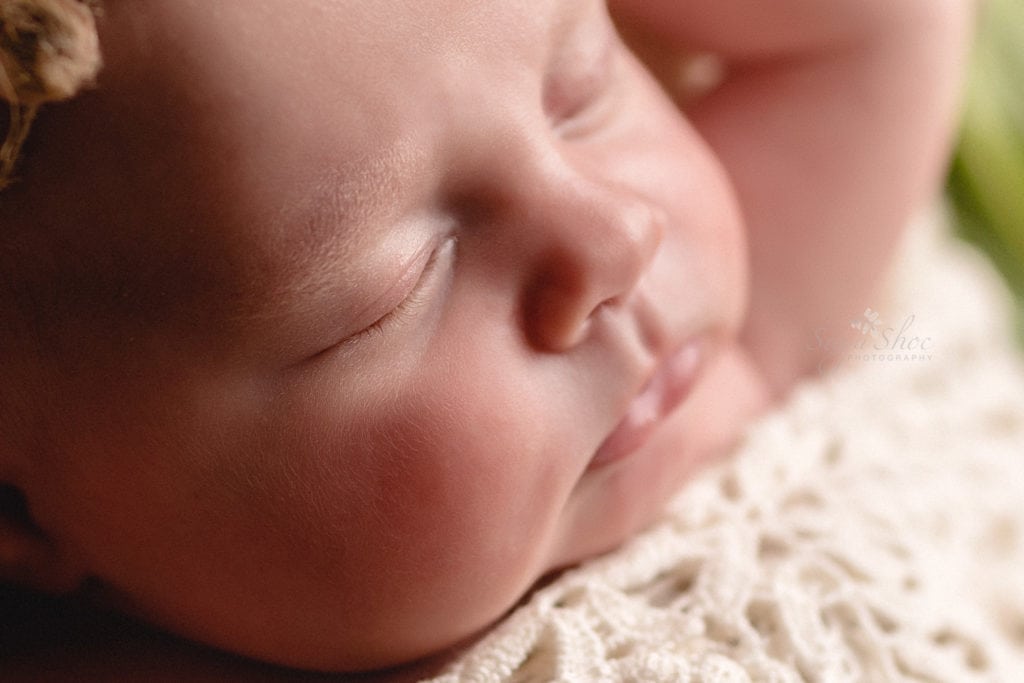 Doylestown Newborn Photographer close-up newborn cheeks