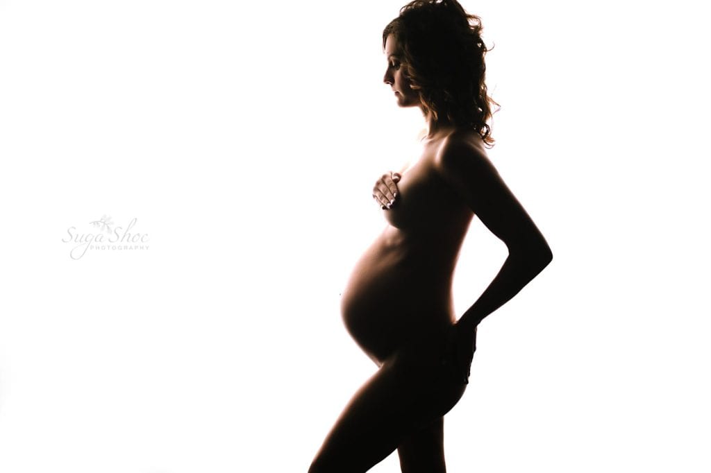 Philadelphia Maternity Boudoir Photographer SugaShoc Photography silhouette of pregnant woman
