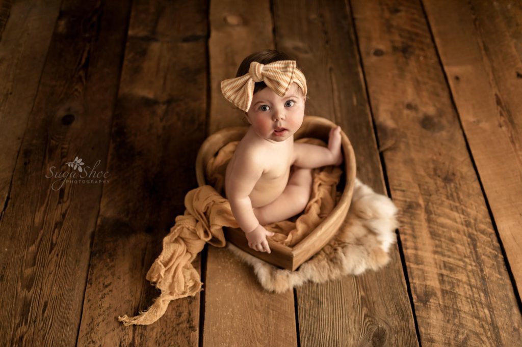 Baby Girl in Heart Bowl by SugaShoc Photography Baby Photographer Bucks County PA Doylestown Grow with me Baby Plan