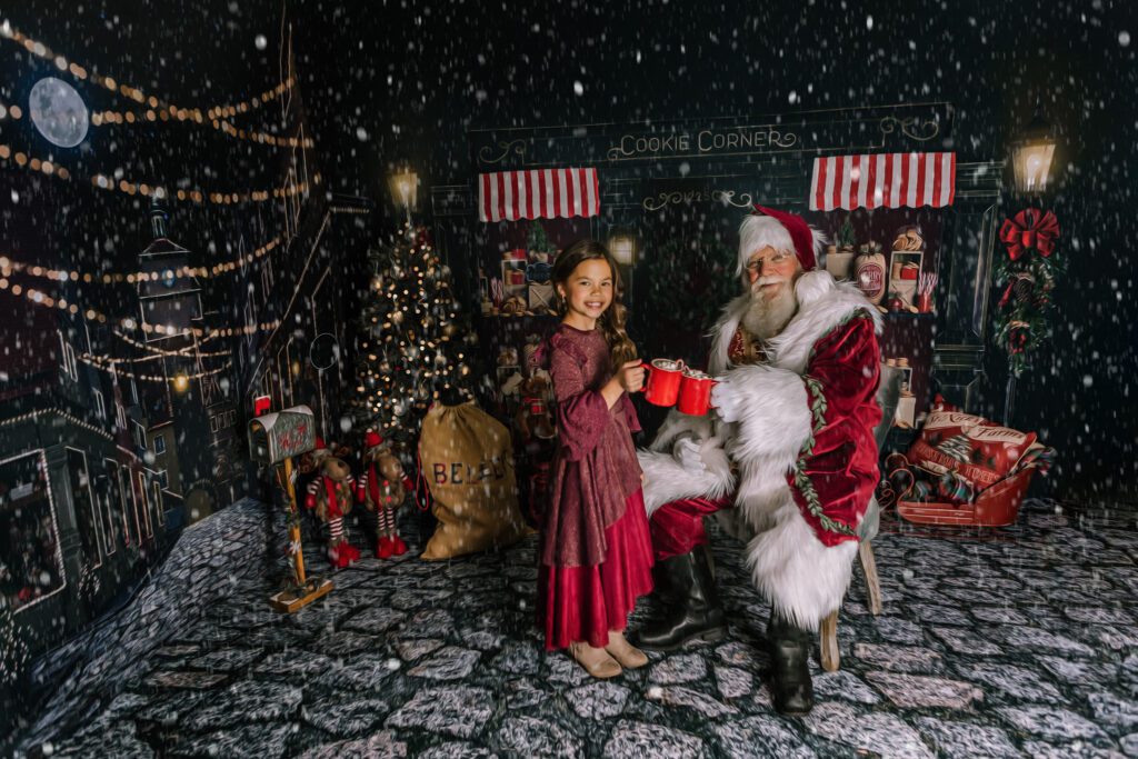 Hot cocoa with Santa Snowing